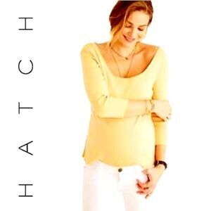 Hatch Maternity  cotton yellow ribbed Tee shirt top sz 2 (US Medium)